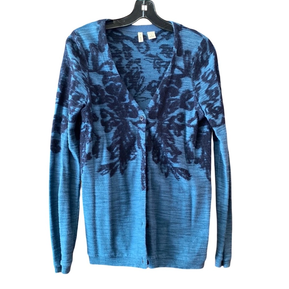 Anthropologie Moth Blue Floral Women's Sweater